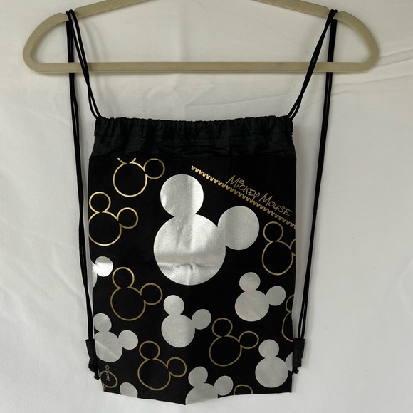 Disney Mickey Mouse Drawstring Backpack Draw String Bag Backpack Black/Silver - Picture 5 of 6